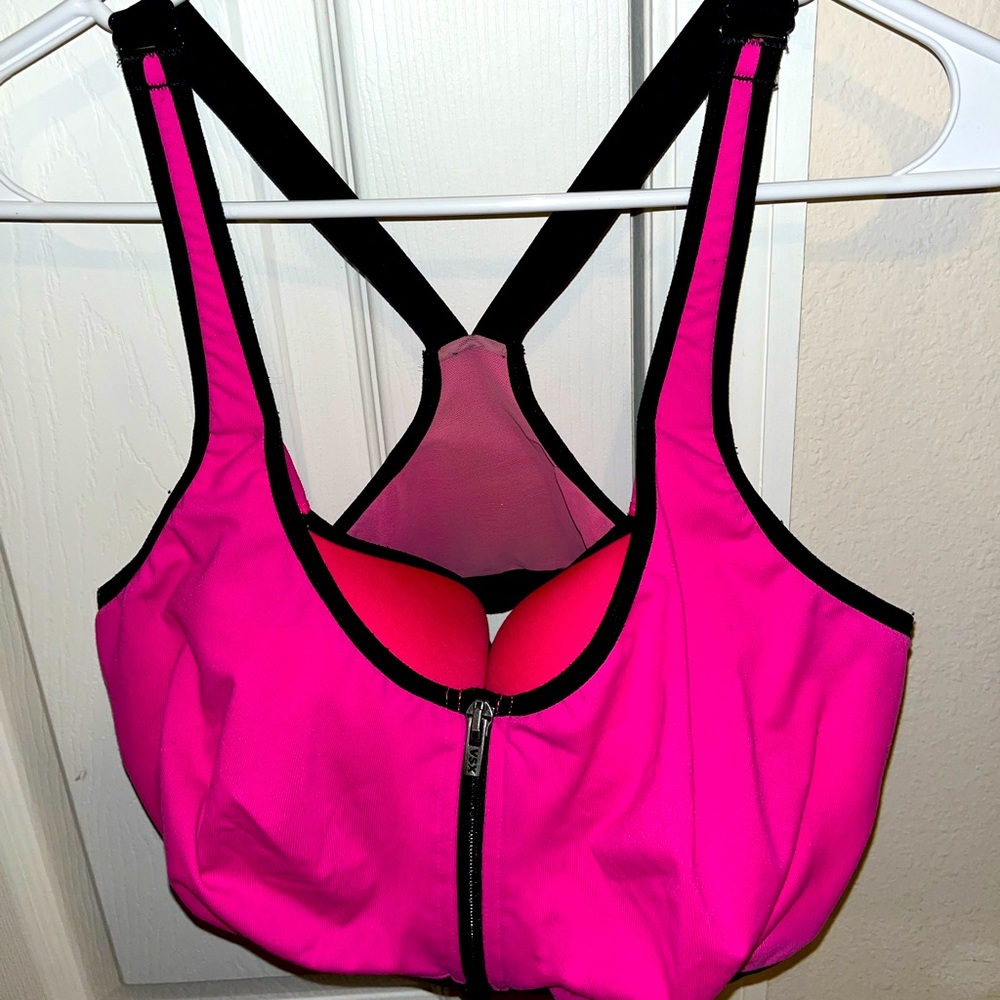 Hot pink Victoria Secret sport zipper front padded sports bra